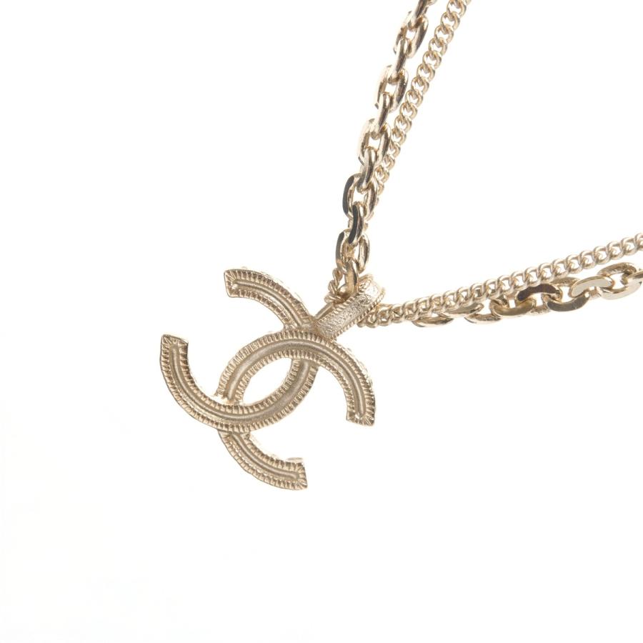 シャネル CHANEL ネックレス ココマーク 2連 ラインストーン A21P ゴールド【中古】の画像