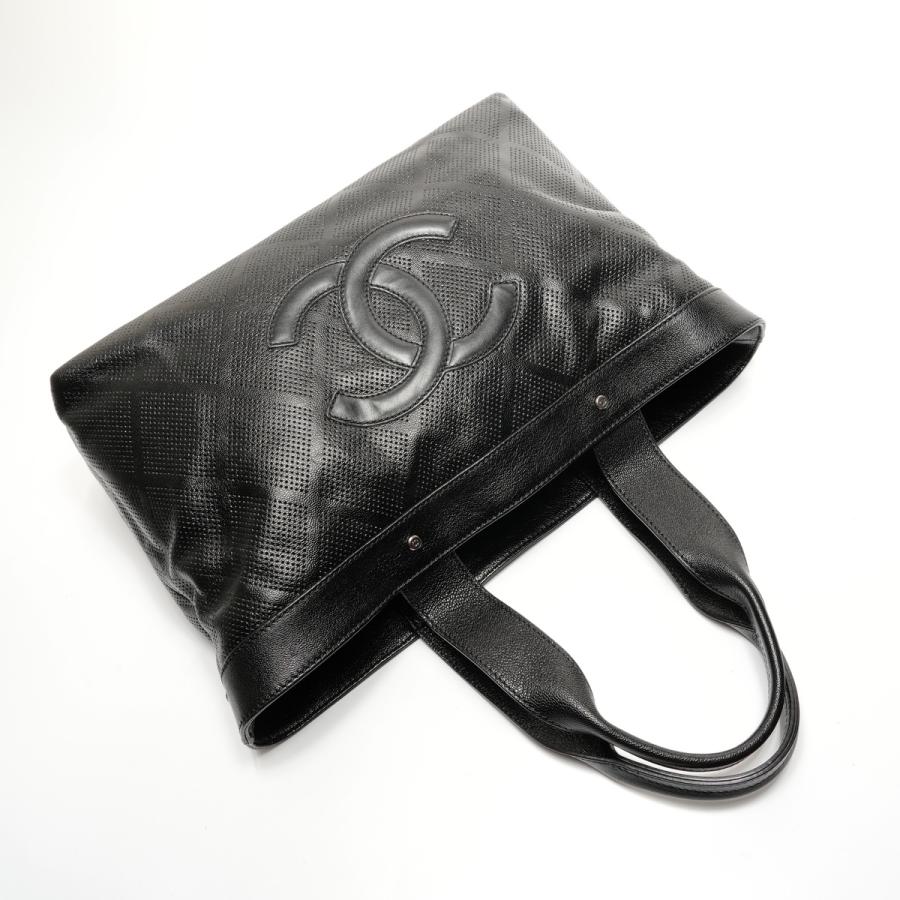 シャネル CHANEL トートバッグ パンチング デカココマーク レザー 11番台 2007-2008 ブラック【中古】_7
