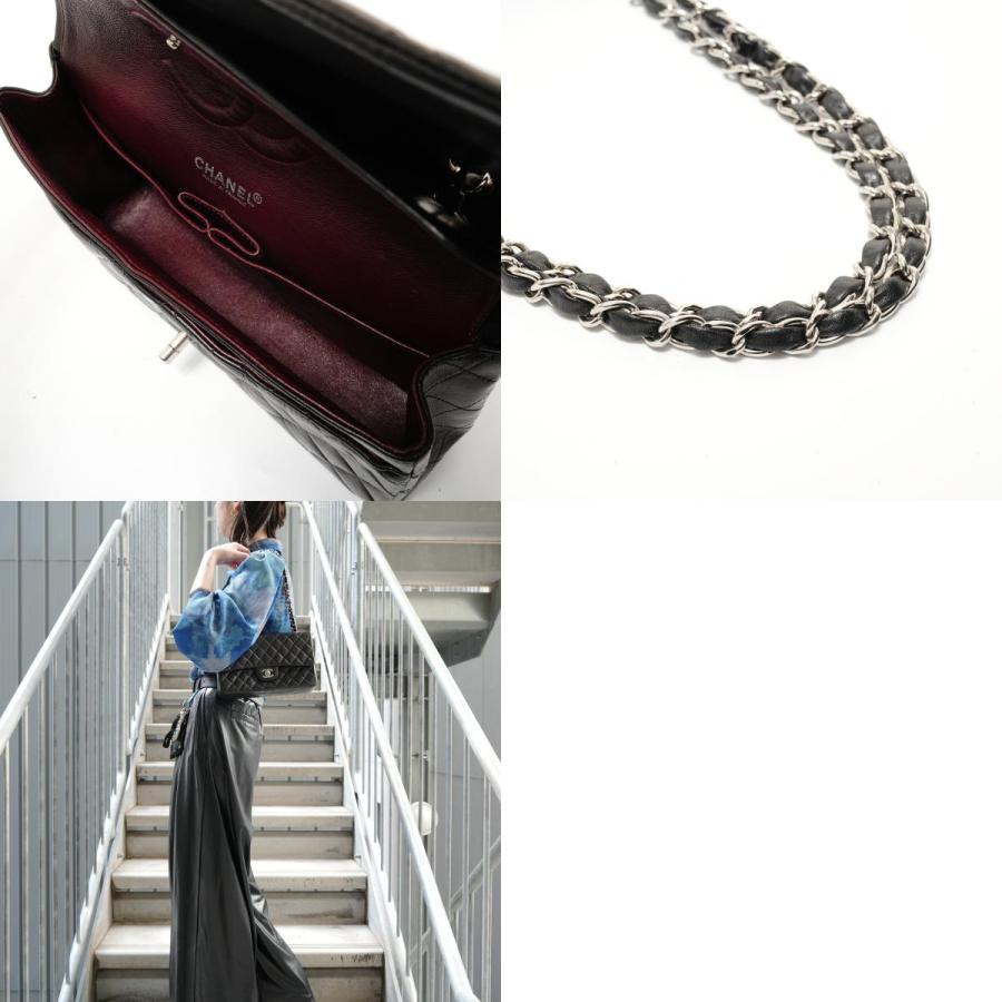 シャネル CHANEL ショルダーバッグ 7番台 マトラッセ25 ダブルフラップ ブラック【中古】の画像