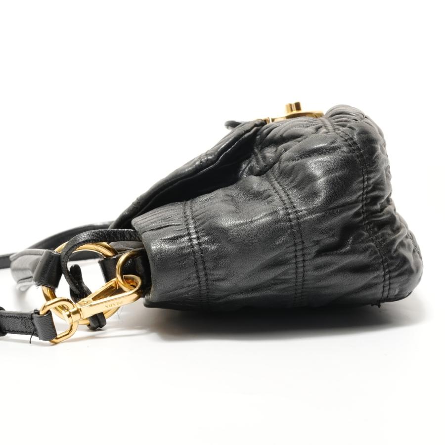 PRADA（プラダ） ハンドバッグ ギャザー2WAY レザー ブラック【中古