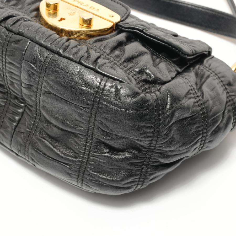 PRADA（プラダ） ハンドバッグ ギャザー2WAY レザー ブラック【中古