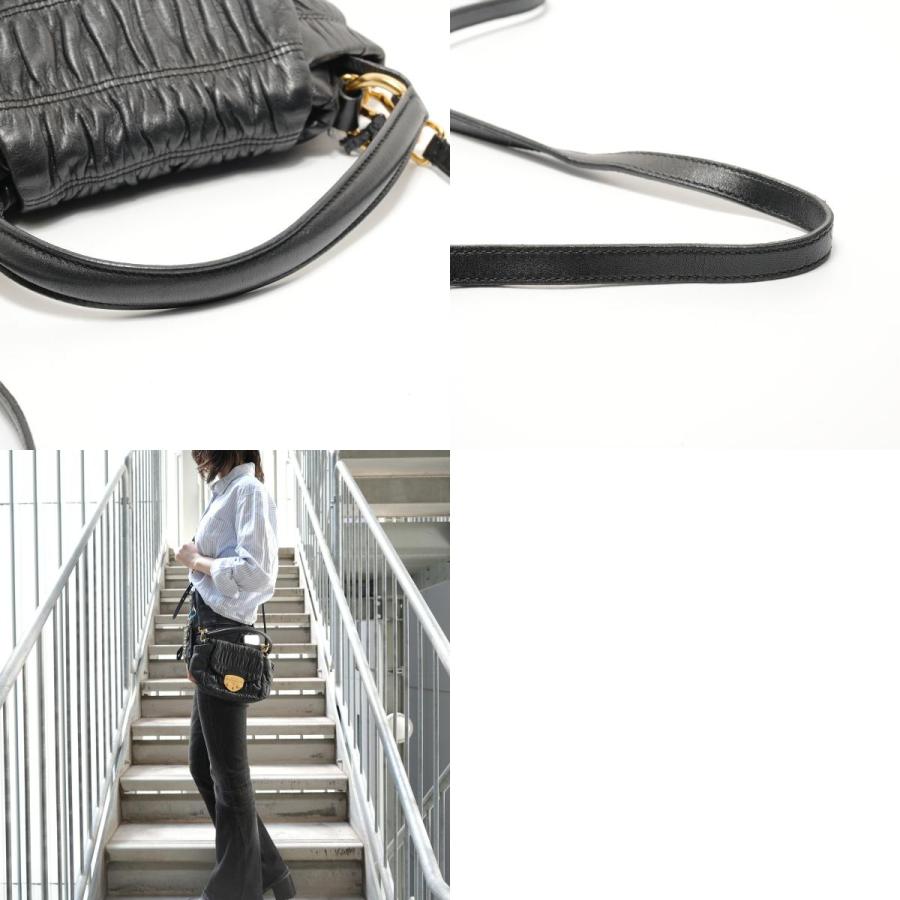PRADA（プラダ） ハンドバッグ ギャザー2WAY レザー ブラック【中古