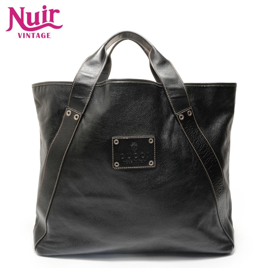 GUCCI（グッチ） ショルダーバッグ ロゴ レザー トート ブラック【中古 