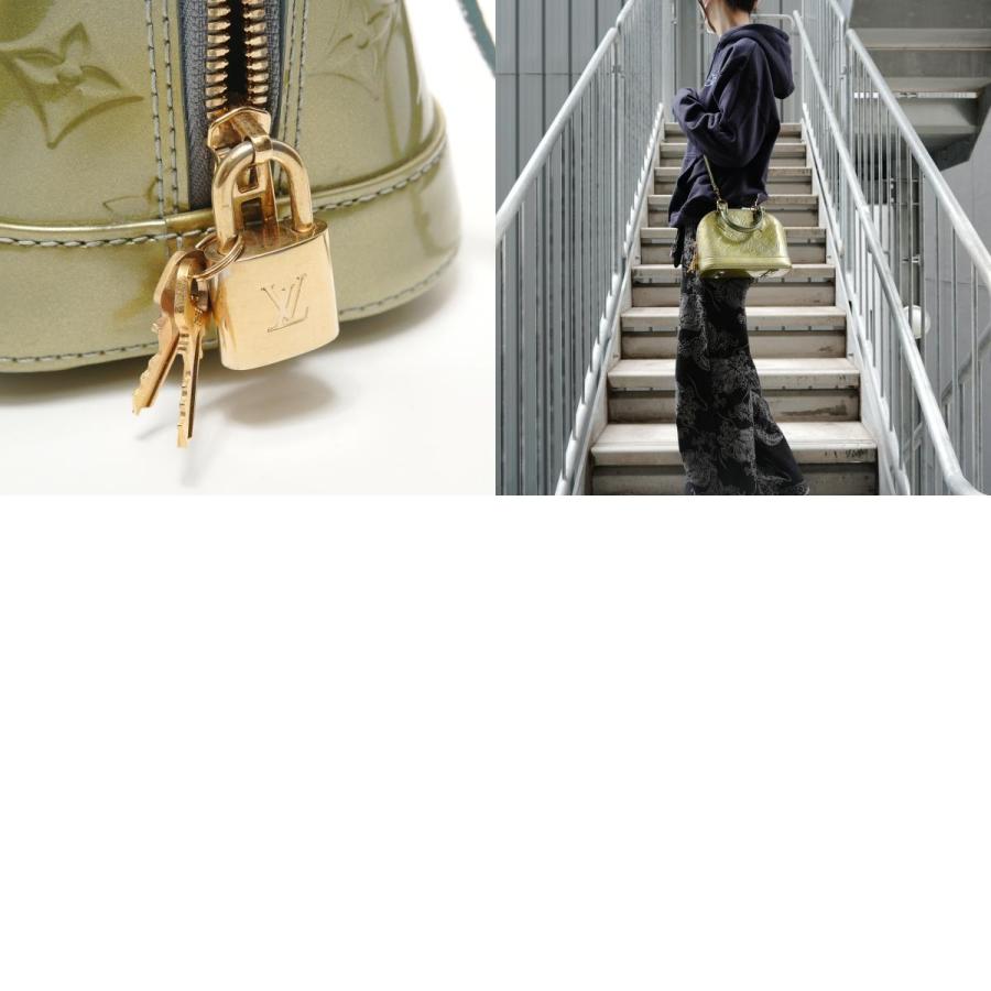 ルイ・ヴィトン LOUIS VUITTON ハンドバッグ アルマBB モノグラム ヴェルニ 2011年製 グリーン【中古】_9