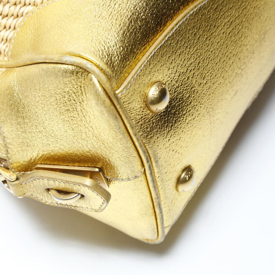 PRADA（プラダ） ショルダーバッグ ラフィア カゴバッグ レザー