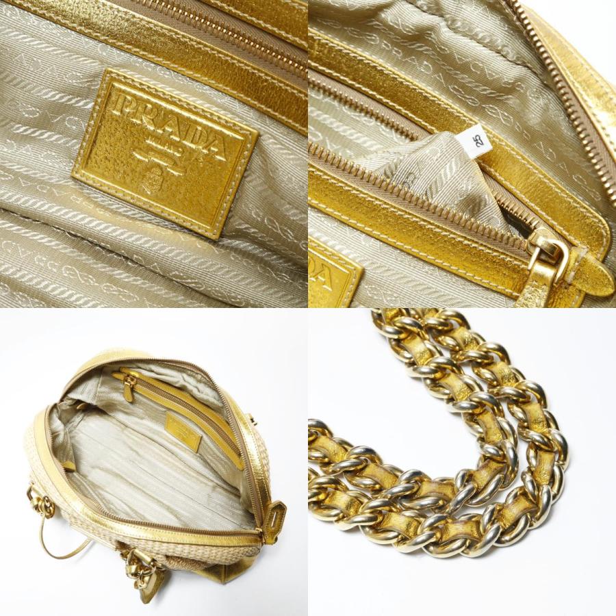 PRADA（プラダ） ショルダーバッグ ラフィア カゴバッグ レザー