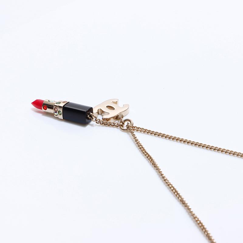 CHANEL シャネル ネックレス 2004年 口紅モチーフ ココマーク ゴールド 