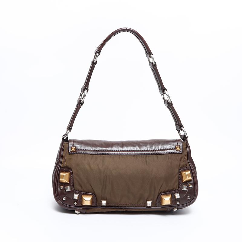 PRADA プラダ ショルダーバッグ ラムスキン スタッズ レザー ワン  