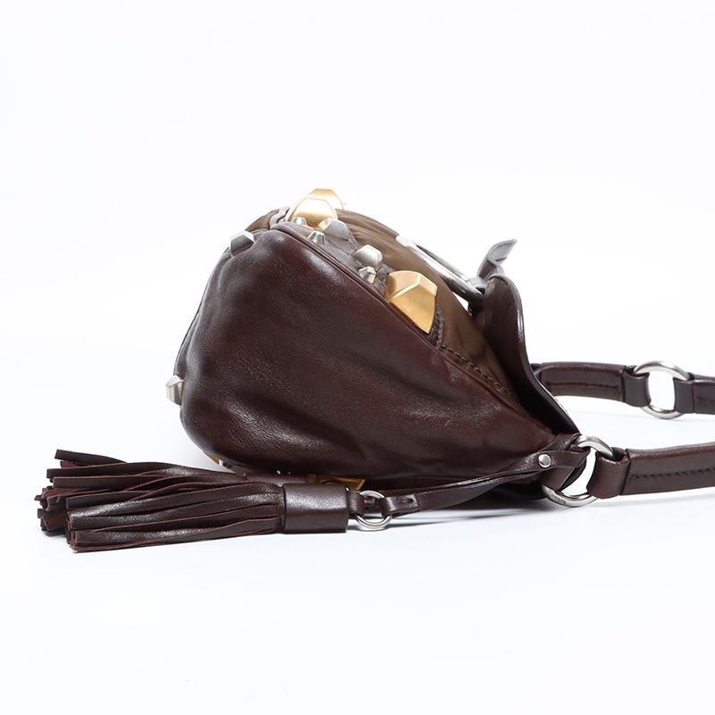 PRADA プラダ ショルダーバッグ ラムスキン スタッズ レザー ワン  