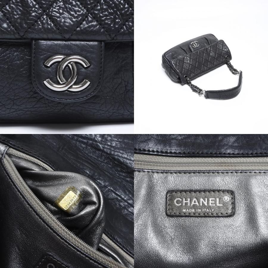 シャネル CHANEL ショルダーバッグ 12番台 マトラッセ チェーン シルバー金具 ブラック