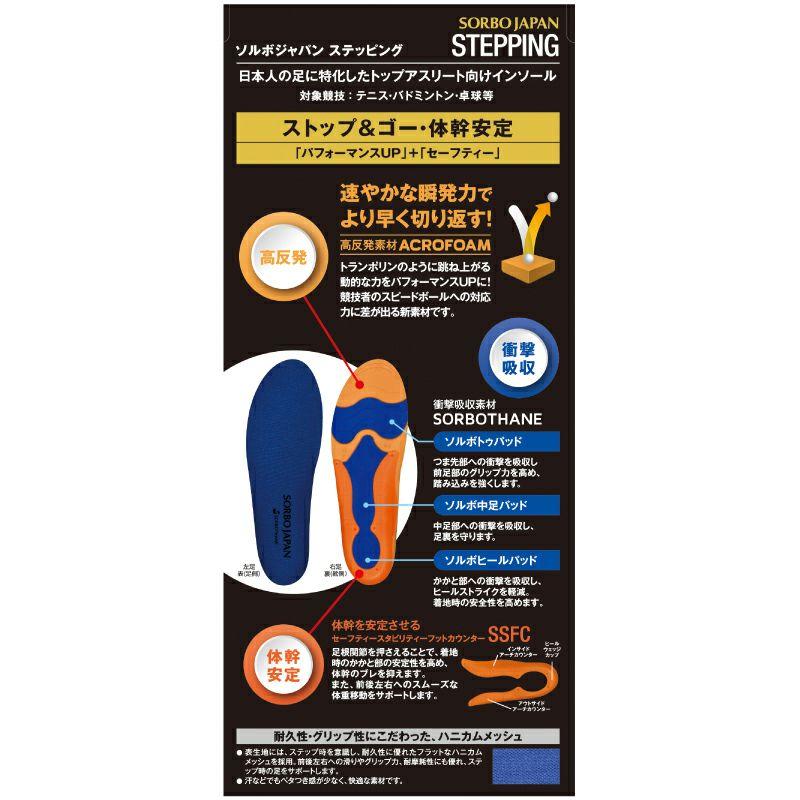 ソルボジャパン ステッピング ロイヤルブルー×スケルトンオレンジ ストップ＆ゴー! スピードボールへの対応力が変わる スポーツ インソール 父の日 |  | 01