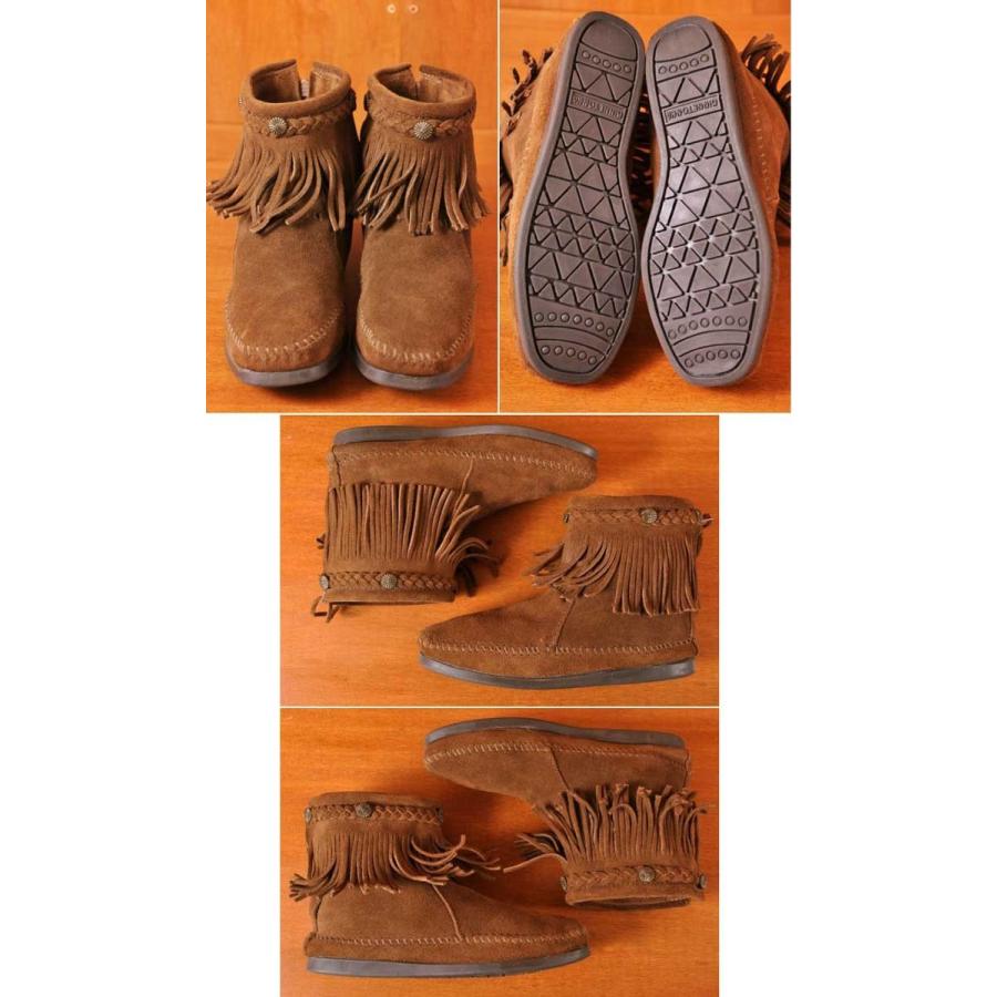 ブラウン スエード モカシン フリンジ付き Minnetonka MINNETONKA ミネトンカ フリンジ付 モカシンブーツ