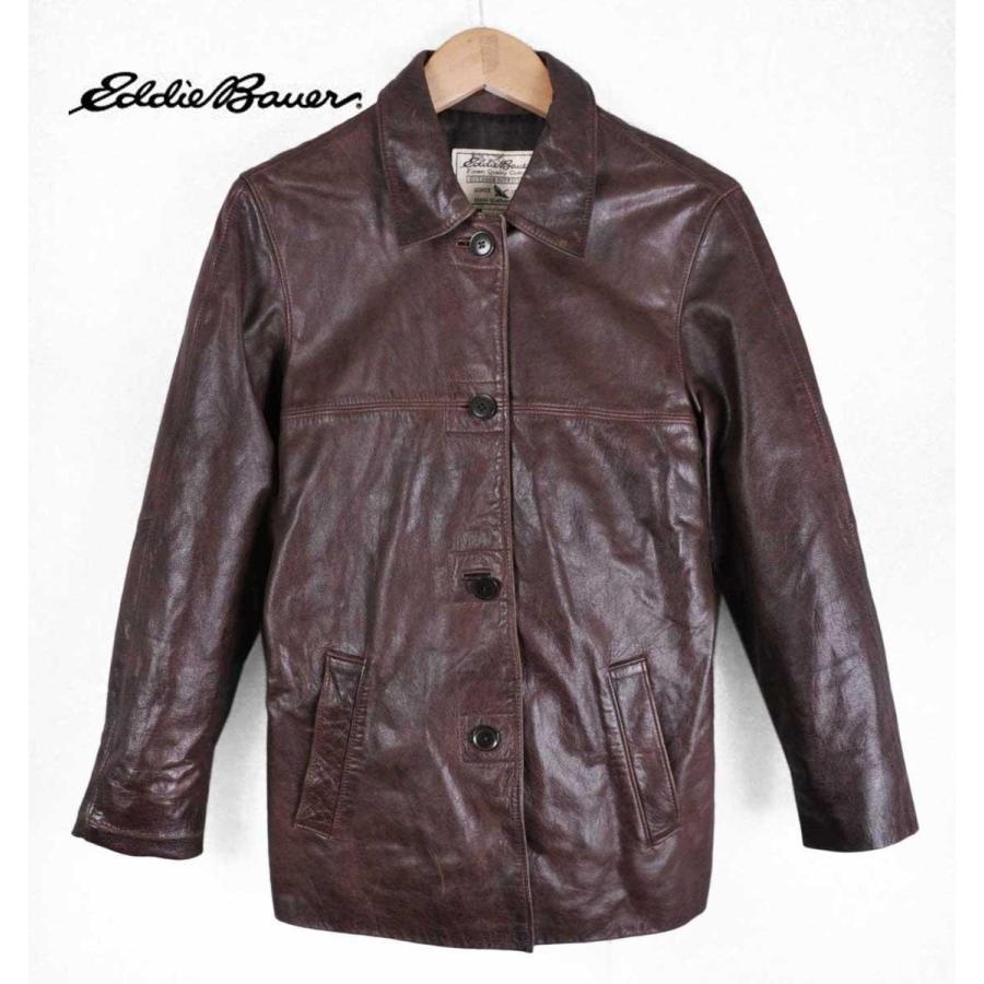 90's✨エディーバウアー 白タグ　レザージャケット　本革　ブルゾン　茶　M 90s vintage Eddie Bauer 白タグ レザージャケット/M - メルカリ