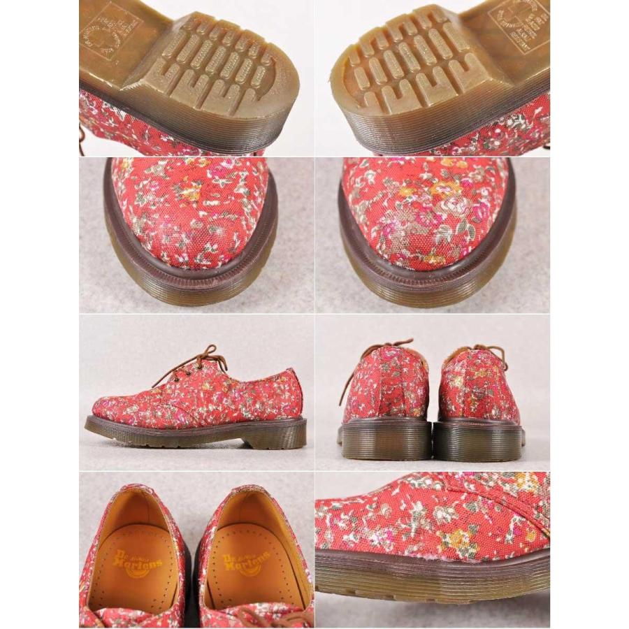 【美品】ドクターマーチン 3ホール 花柄 UK5（24cm相当） Dr.martens ドクターマーチン 3ホールシューズ レッド 花柄