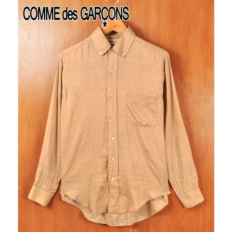 フランス製 COMME des GARCONS SHIRT コム・デ・ギャルソン シャツ シルク ボタンダウン 長袖シャツ ベージュ メンズS｜penguintripper2