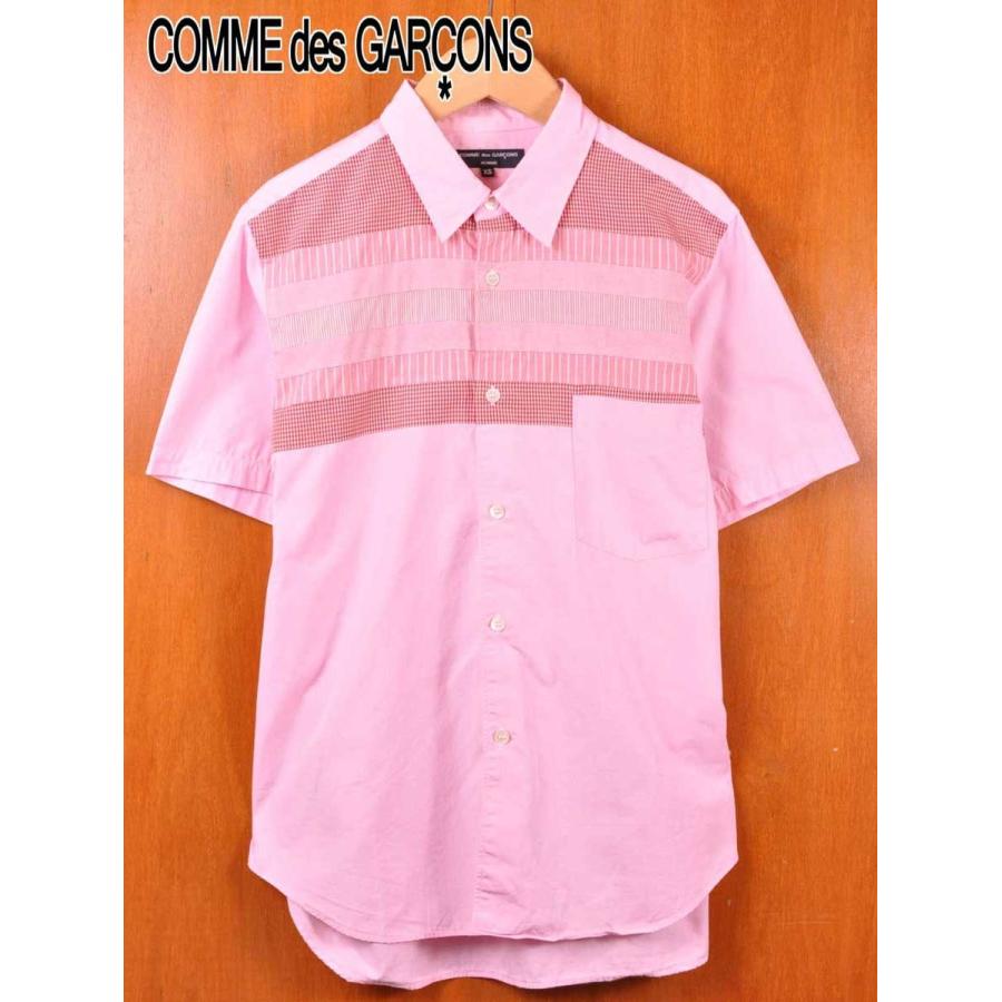コム デ ギャルソン オム 胸切り替え 半袖シャツ ピンク ピンギンガムチェック柄 メンズxs 17x 17y06 古着雑貨ペンギントリッパー2号店 通販 Yahoo ショッピング