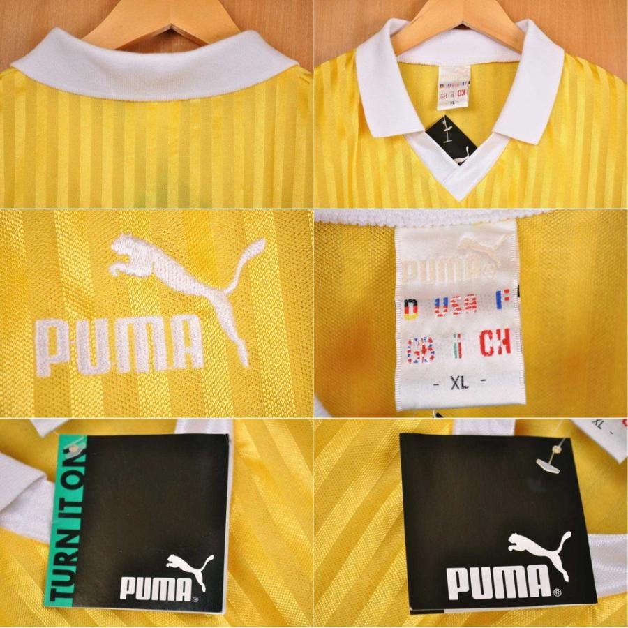 展示品 PUMA プーマ サッカーシャツ ユニフォーム ストライプ イエロー メンズL相当｜penguintripper2｜03