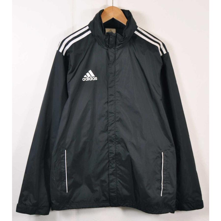 adidas（アディダス） ナイロンジャケット ブラック×ホワイト 袖ライン