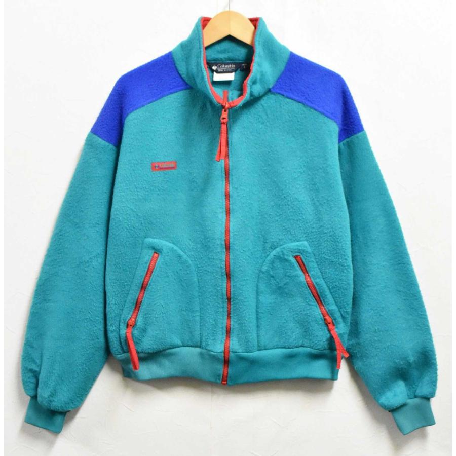 USA製 ヴィンテージ 80年代 コロンビア フルジップ フリースジャケット ピーコックグリーン L(28362 | Columbia