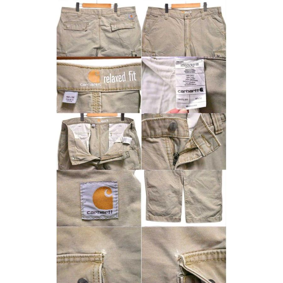 Carhartt ベージュ グレージュ　ワークパンツ　ペインターパンツ carharttカーハート ダメージ ダック地 ペインターパンツ グレー