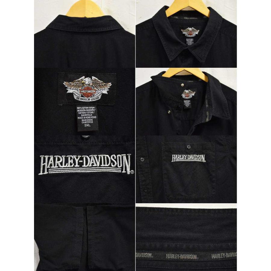 ビッグサイズ HARLEY DAVIDSON ハーレーダビッドソン 半袖シャツ コットン ブラック メンズ3XL(41799｜penguintripper2｜03