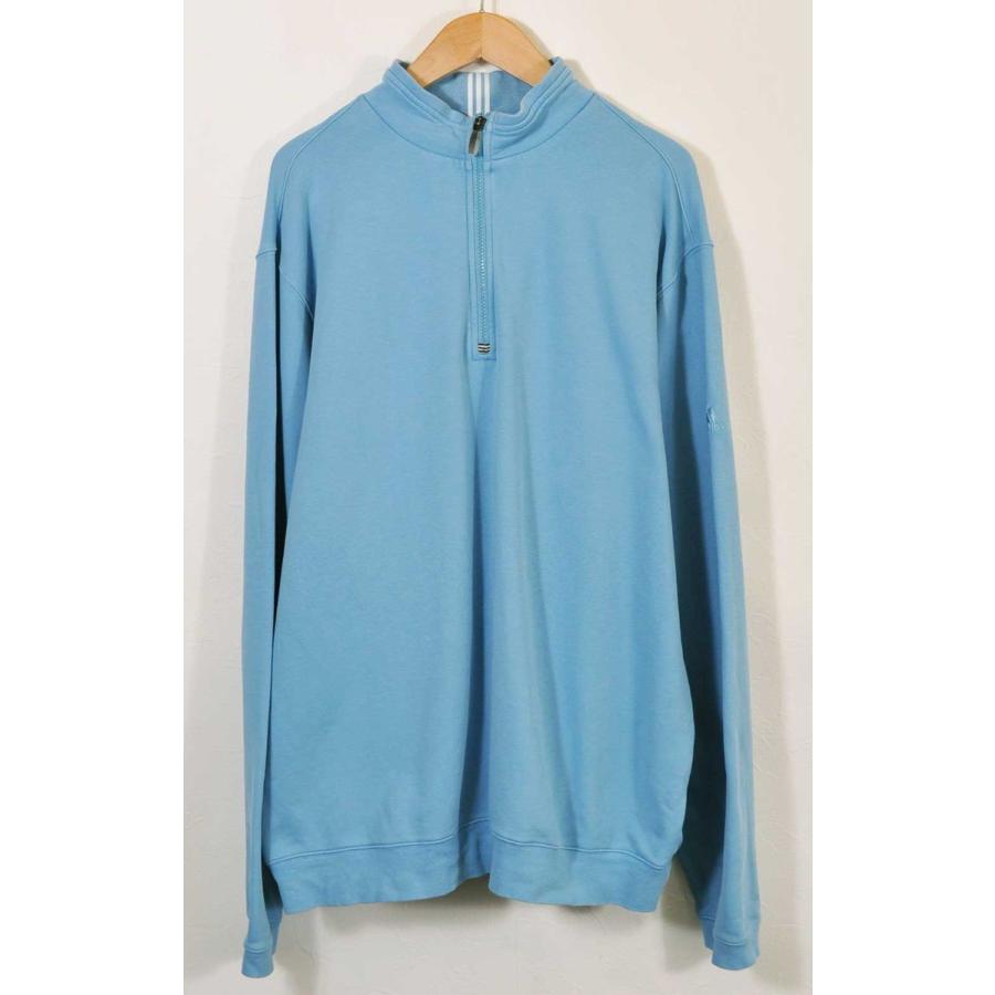 adidas（アディダス） ビッグサイズ ハーフジップ スウェット 水色