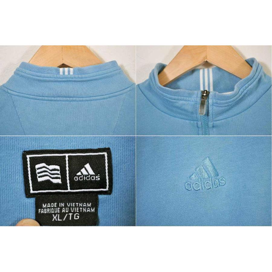 adidas（アディダス） ビッグサイズ ハーフジップ スウェット 水色