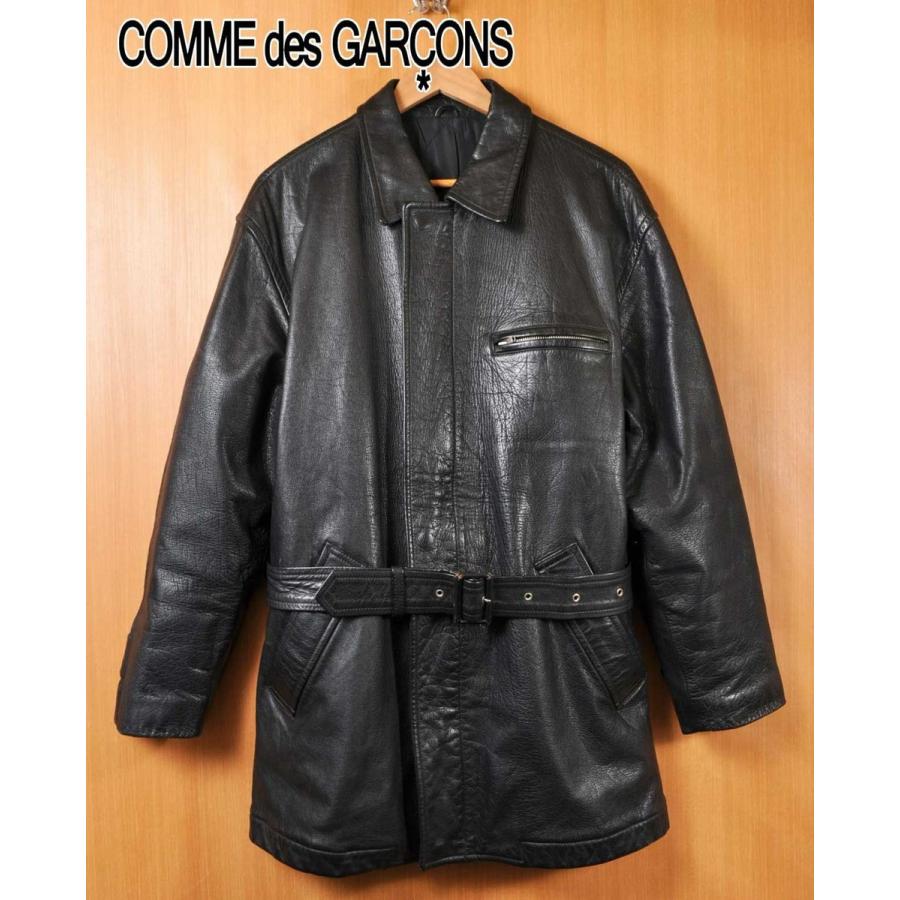 ビッグサイズ ヴィンテージ 80年代 90年代初期 コム デ ギャルソン オム レザーコート ブラック メンズxl相当 Www Sunnyfriend Com Tw