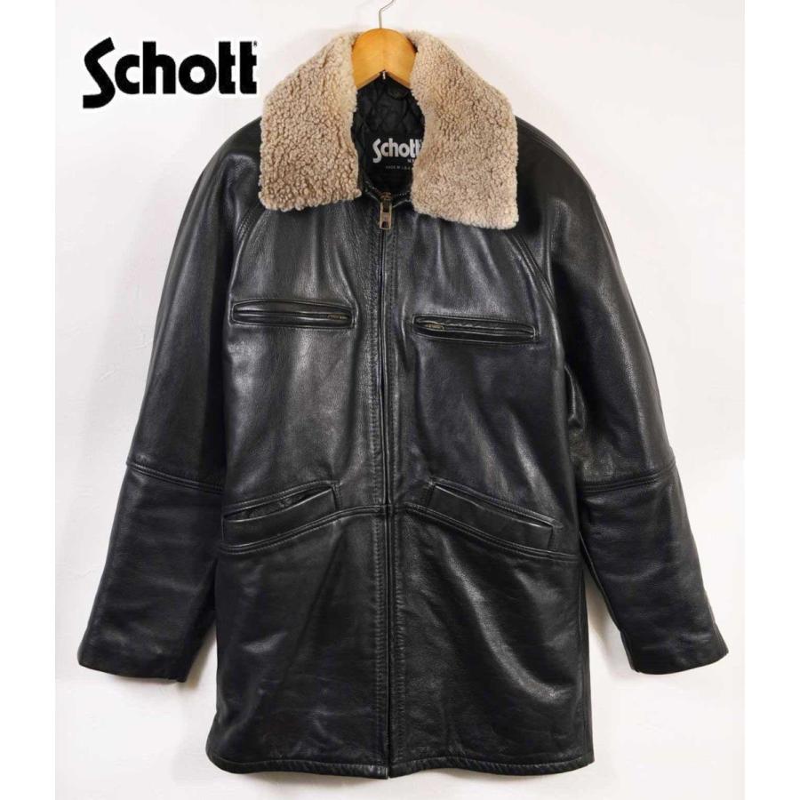 Schott ショット 襟ボア付き レザーコート At532 ブラック 40 メンズl相当 古着雑貨ペンギントリッパー 通販 Yahoo ショッピング