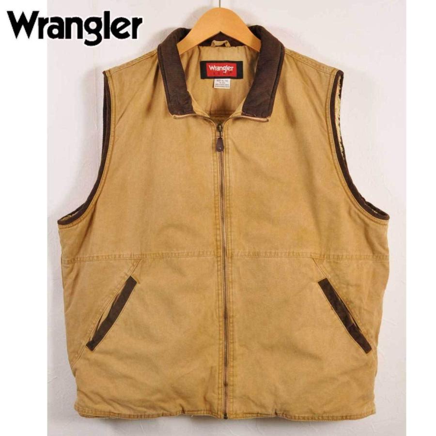 ビッグサイズ Wrangler ラングラー コットンダック 裏ボア ベスト キャメルブラウン系 メンズxl 1807 古着雑貨ペンギントリッパー 通販 Yahoo ショッピング