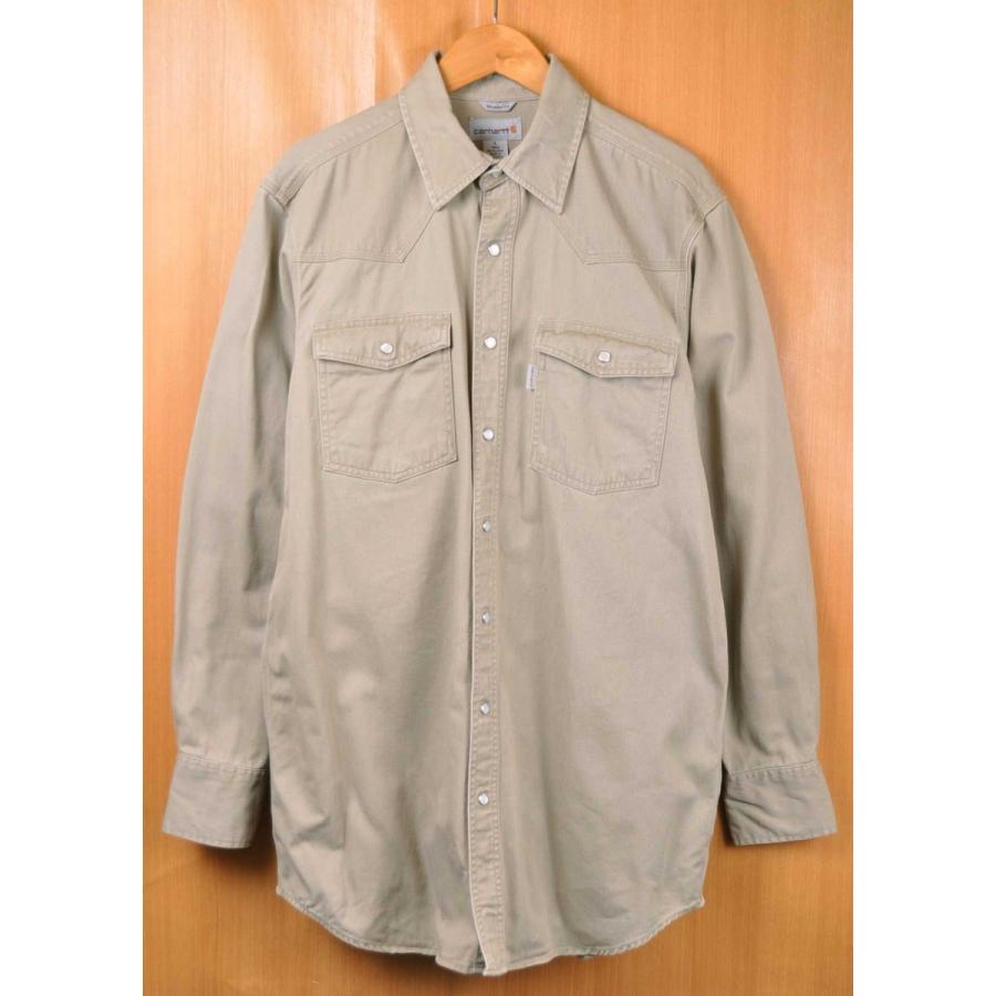 Carhartt カーハート ウエスタンシャツスタイル 長袖シャツ トールサイズ サンドベージュ メンズl 250 古着雑貨ペンギントリッパー 通販 Yahoo ショッピング