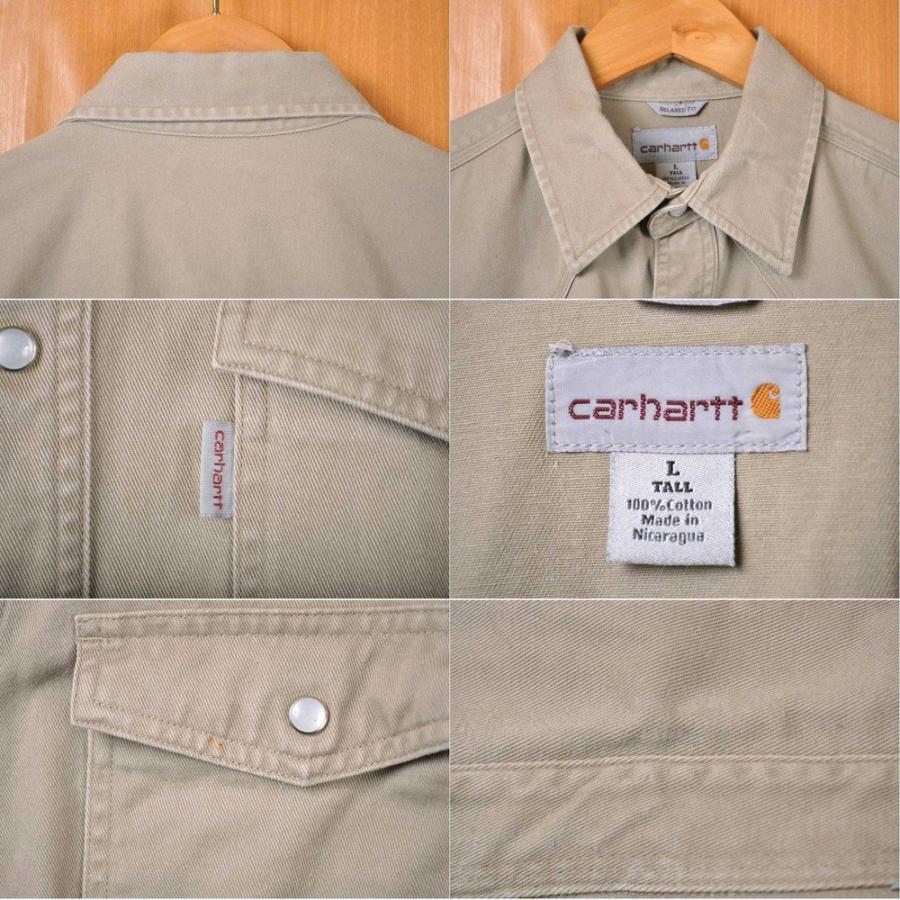 Carhartt カーハート ウエスタンシャツスタイル 長袖シャツ トールサイズ サンドベージュ メンズl 250 古着雑貨ペンギントリッパー 通販 Yahoo ショッピング
