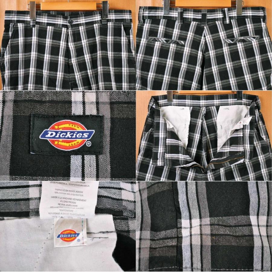 Dickies ディッキーズ ハーフパンツ ショーツ ブラック×ホワイト×グレー チェック柄 W37相当(30291