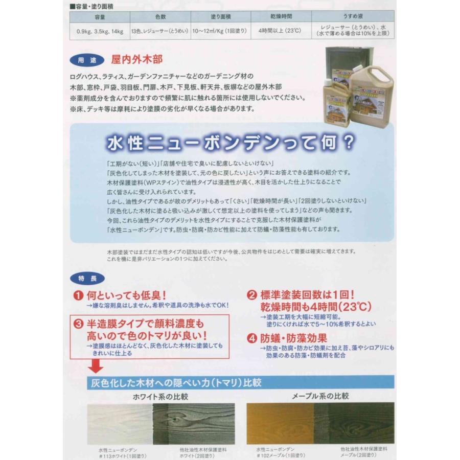 水性木材保護塗料 水性ニューボンデン 3.5Kg 各色 DIY 防虫 防腐 水性木材保護塗料 水性ニューボンデン 3.5Kg 各色 DIY 防虫 防腐