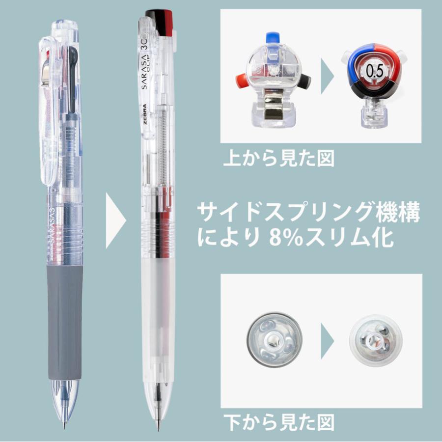 サラサ サラサクリップ3C 0.5mm【白軸】3色ジェルボールペン J3J5-W