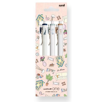 ユニボールワン【3本入 オレンジセット インク色／3色】0.38ゲルインク