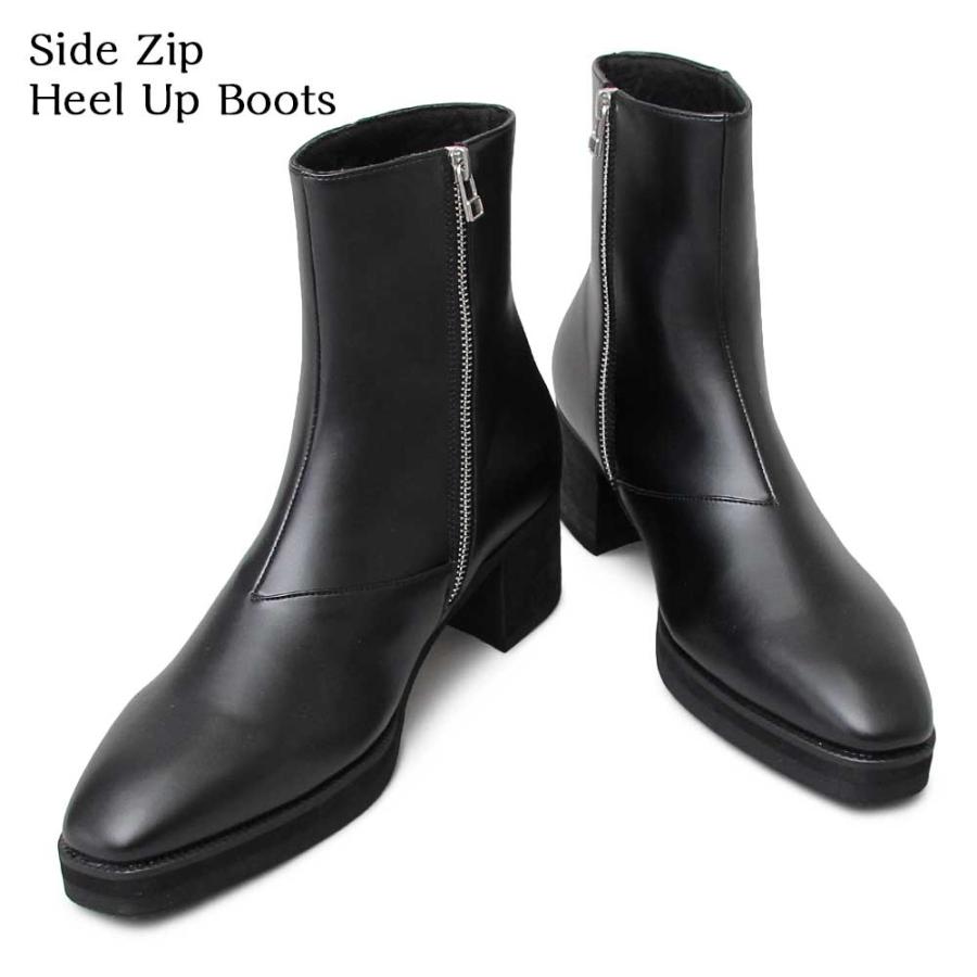 Glabella グラベラ ワークブーツ メンズ ブラック メンズブーツ サイドジップ ファスナー モード系 歩きやすい ショートブーツ 厚底ブーツ レースアップブーツ 5cm モード ブーツ 身長アップ スタイルアップ 厚底 冬 黒 靴 5センチ