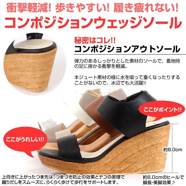サンダル ウェッジソールサンダル レディース 日本製 ヒール8cm