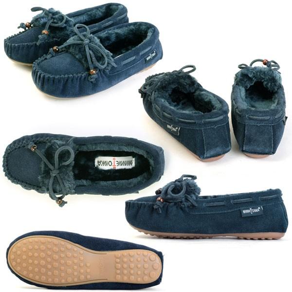 レディース 本革 キーラスリッパ モカシン ボア ウッドビーズ ムートン モカシンシューズ  MINNETONKA ミネトンカ KYRA SLIPPER 40680 40681 40684 40686｜pennepenne｜03