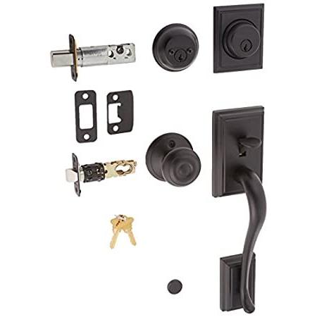 Schlage f62-add-geo Addisonダブル円柱Handleset with Georgian内部Kno、マットブラック