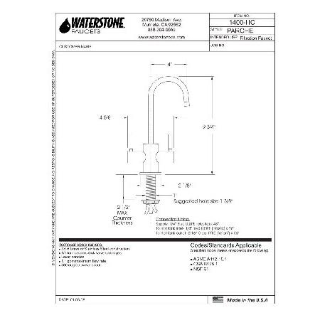 Waterstone　1400HC-AP　Parche　Filtration　Hot　Cold　and　Antique　Pewter　Faucet