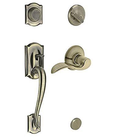 Schlage　F93CAM609ACCRH　キャメロット　右利き用　アンティーク真鍮　無効ハンドルセット　アクセント付き