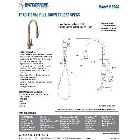 Waterstone　5600-SC　Traditional　Reach　Standard　PLP　Pulldown　Satin　Faucet　Chrome