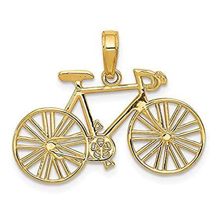 14K イエローゴールド 自転車ペンダント チャーム ネックレス 旅行 輸送用 ファインジュエリー 女性へのギフトに