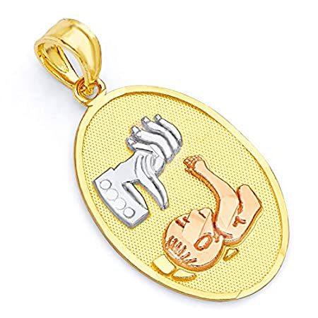 14k Tri Color Gold Religious charm Pendant