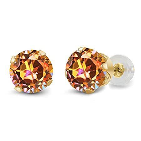 Gem Stone King 1.9カラット 天然石 エクスタシーミスティックトパーズ ピアス 14金 イエローゴールド(K14)