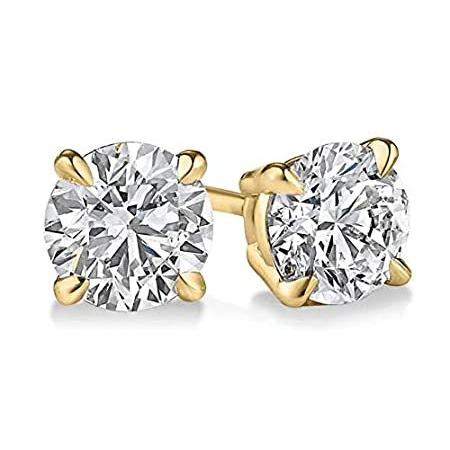 PARIKHS Round Diamond stud in 14K Yellow Gold (0.09 ctw, I3 clarity)