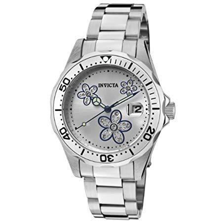 無料発送 Invicta Women's 12834 Pro Diver Silver Dial Crystal Accented Flowers Watch 腕時計