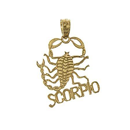 14 Kイエローゴールド星座チャームペンダント、Scorpio ( 10月24日誕生日to 11月22日)