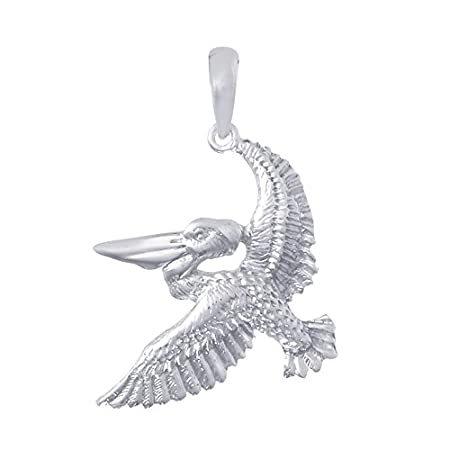 925スターリングシルバーノーティカルチャームペンダント、2d Flying Pelican